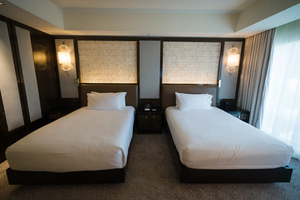 Comfortable air-conditioned room suitable for three hotel guests